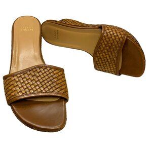 Stuart Weitzman Brown Woven Slide Sandals